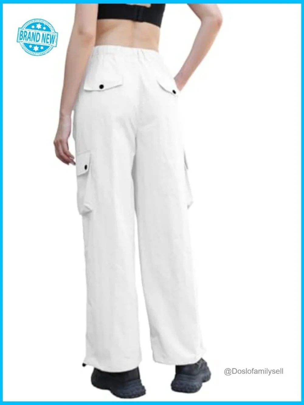 Y2K Cargo Parachute Pants Baggy Waterproof Rave Streetwear with Pockets